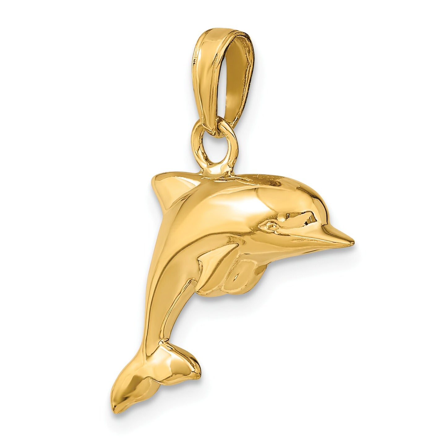 14K Gold 3D Dolphin Charm