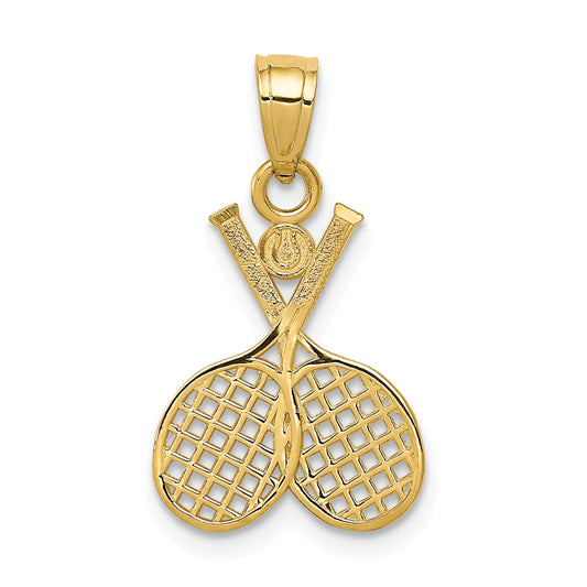 14K Gold Double Tennis Racquet Charm