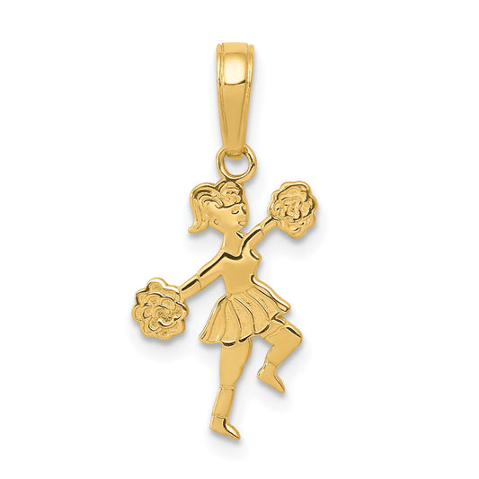 14K Gold Cheerleader & Pom Pom Charm
