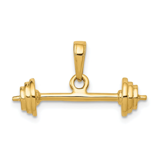 14K Gold 3D Barbell Charm
