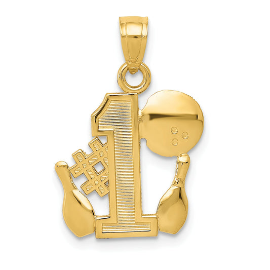 14K Gold #1 Bowling Ball & Pins Charm