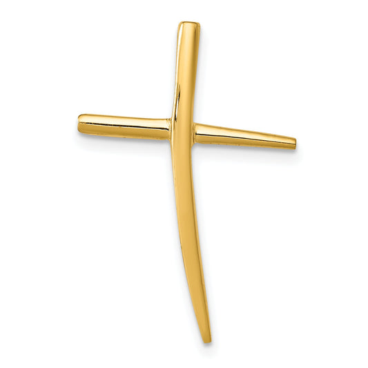 14K Gold Curved Cross Pendant