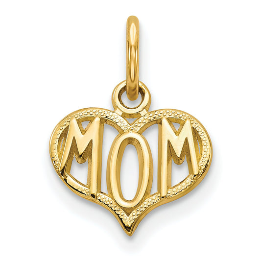 14K Gold Mom Heart Charm