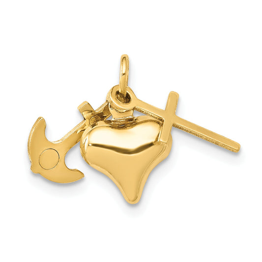 14K Gold Faith Hope & Charity Charm