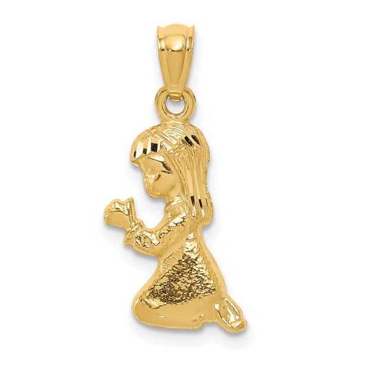 14K Gold Praying Girl Charm