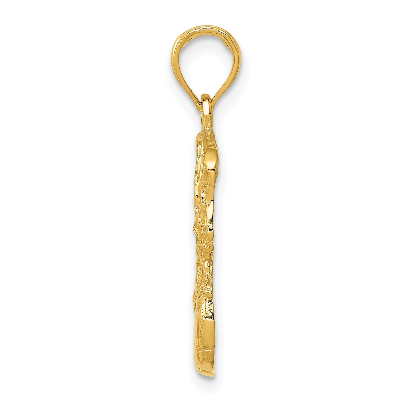 14K Gold Swoosh Basketball & Hoop Charm Sports Pendant