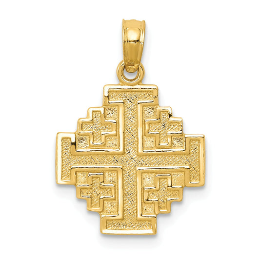 14K Gold Jerusalem Cross Pendant