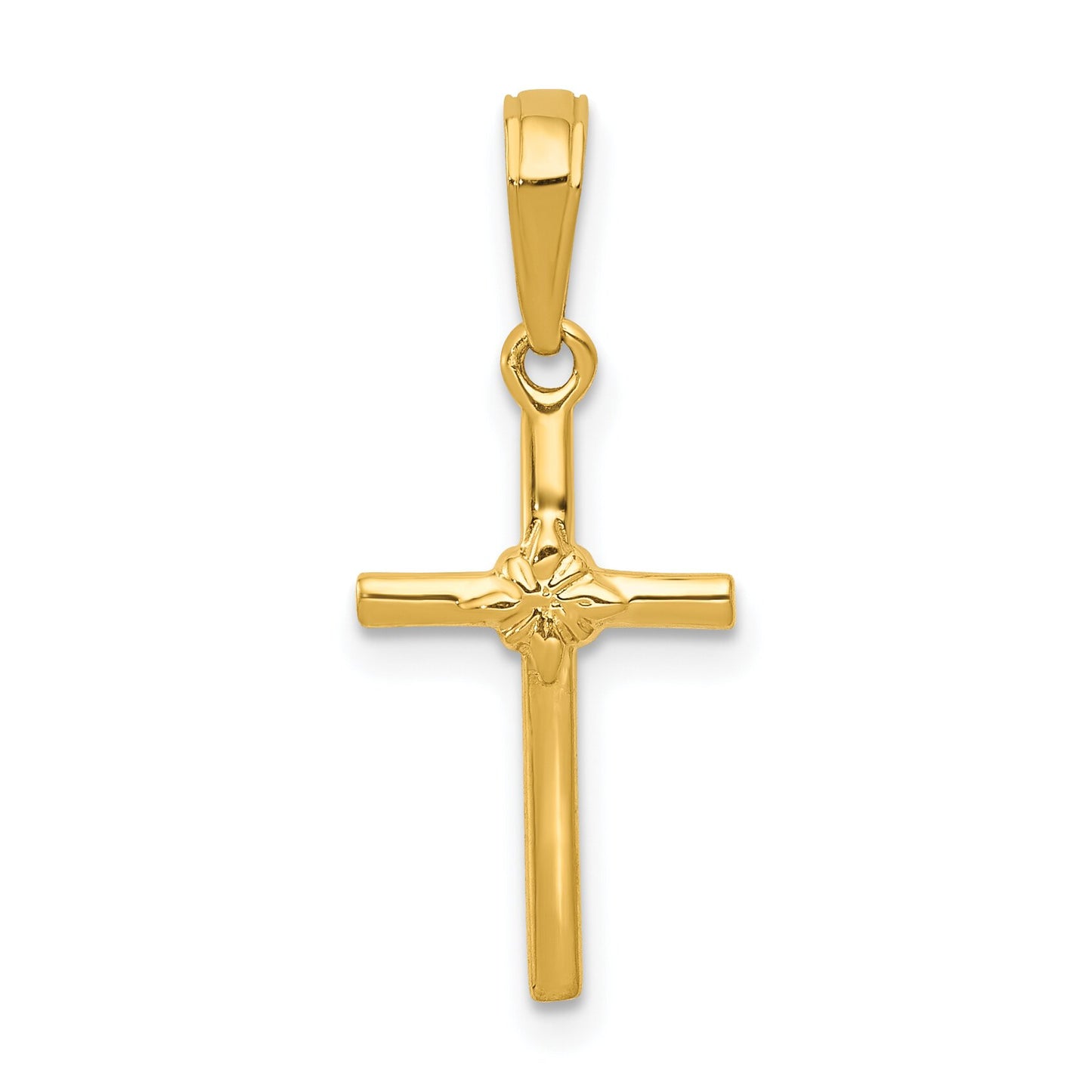 14K Gold Cross Flower Pendant