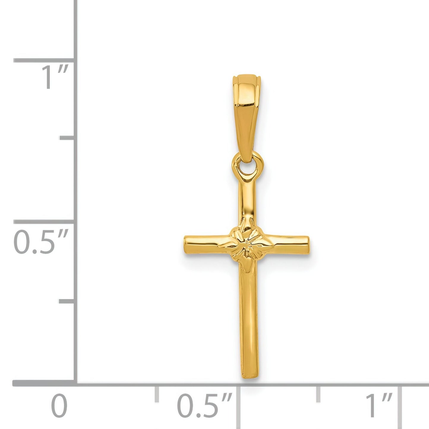 14K Gold Cross Flower Pendant
