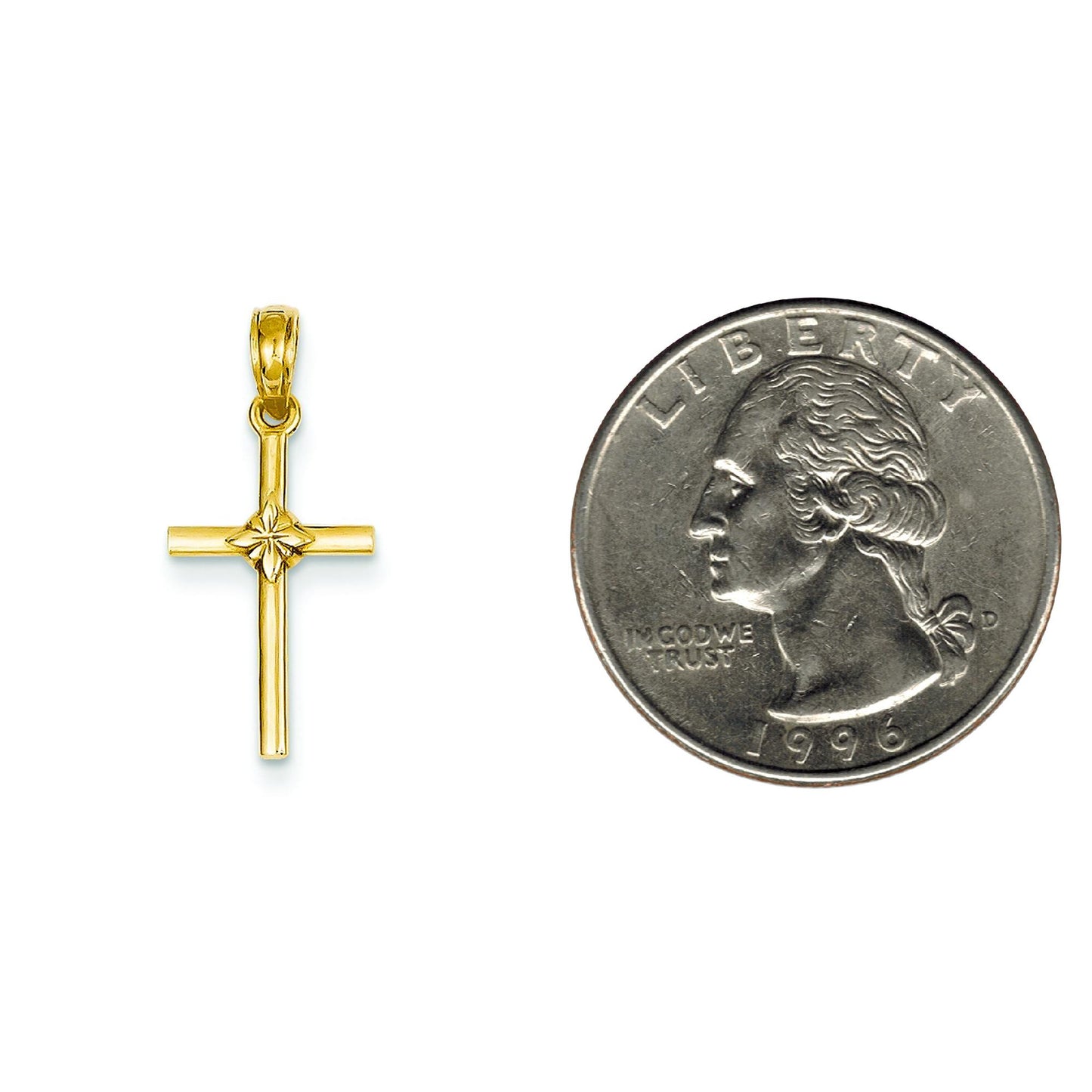 14K Gold Cross Flower Pendant