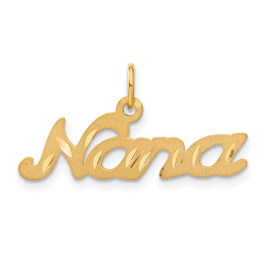 14K Gold Nana Charm Diamond Cut