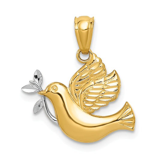 14K Two Tone Gold Holy Spirit Dove Charm