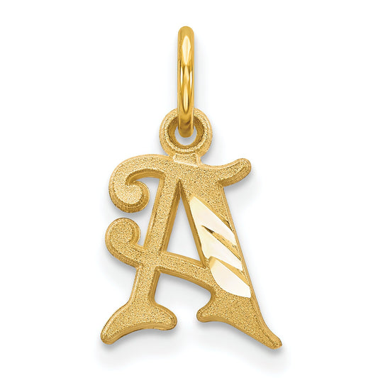14K Gold Diamond Cut Fancy Initial A Charm