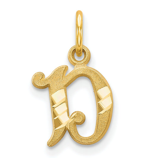 14K Gold Diamond Cut Fancy Initial D Charm