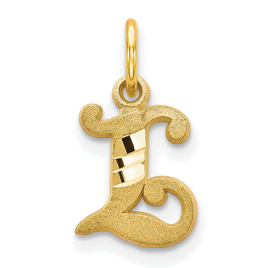 14K Gold Diamond Cut Fancy Initial L Charm