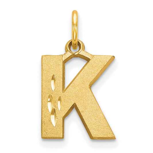 14K Gold Diamond Cut Initial K Charm