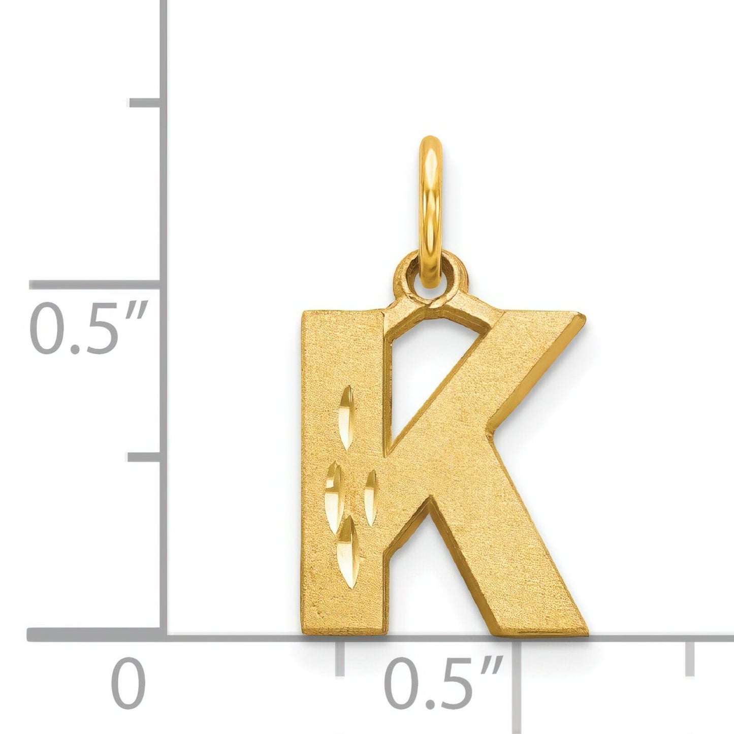 14K Gold Diamond Cut Initial K Charm
