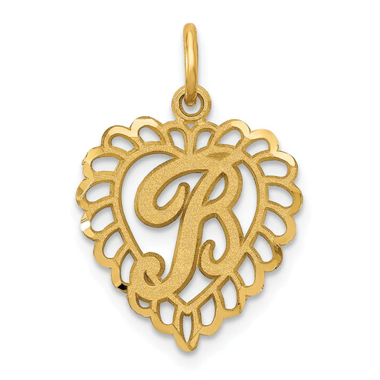14K Gold Initial B Heart Charm