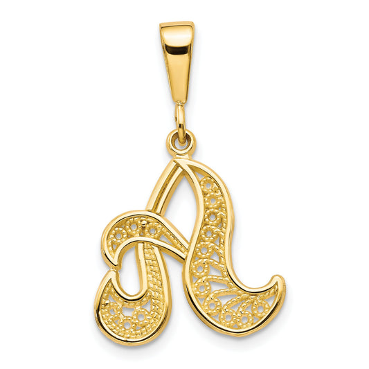 14K Gold Filigree Initial A Charm