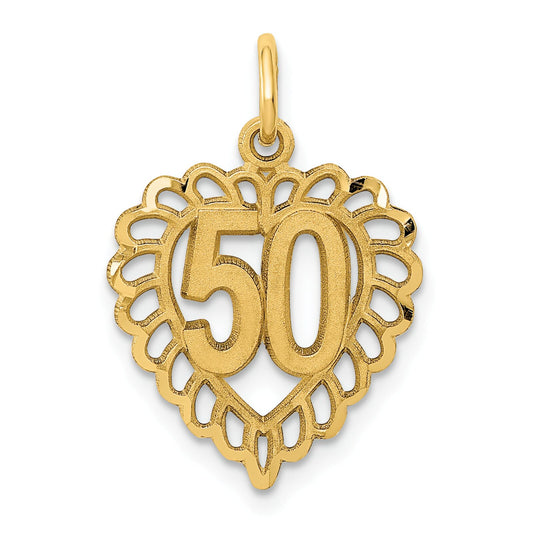 14K Gold 50 Heart Charm