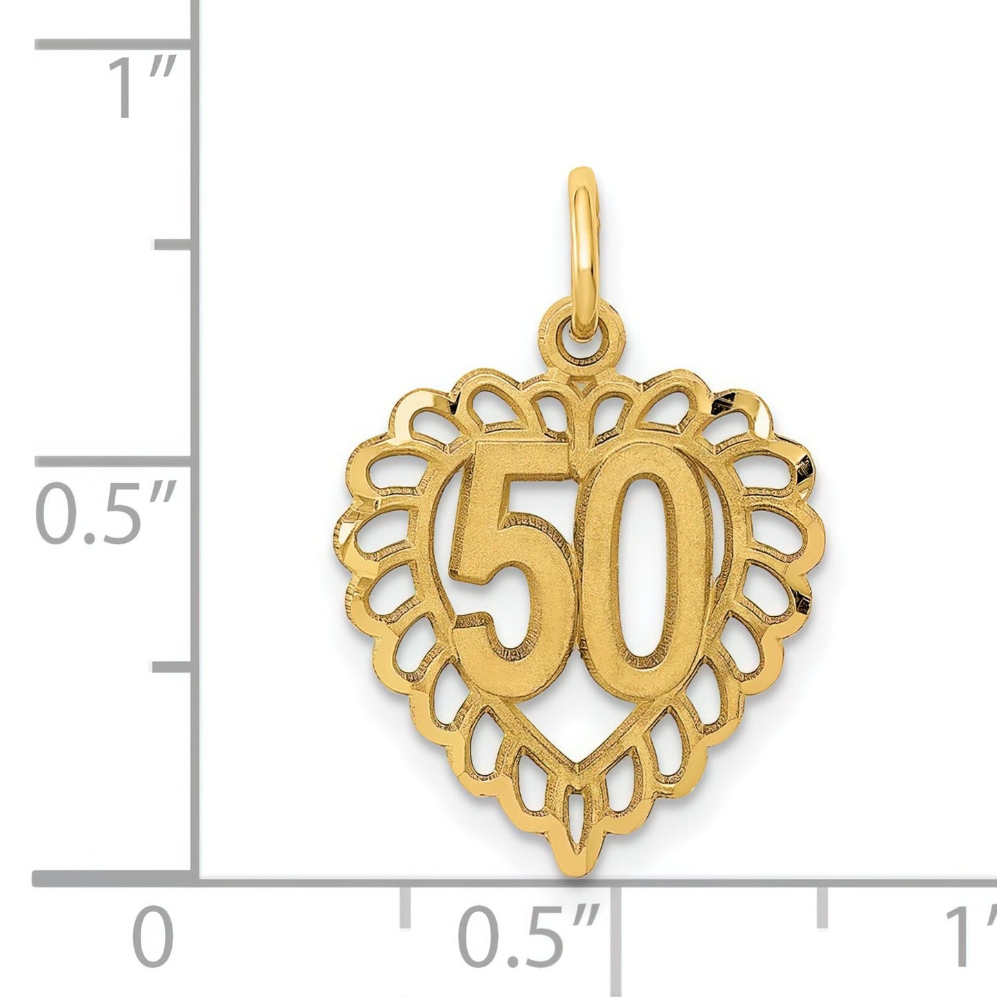 14K Gold 50 Heart Charm