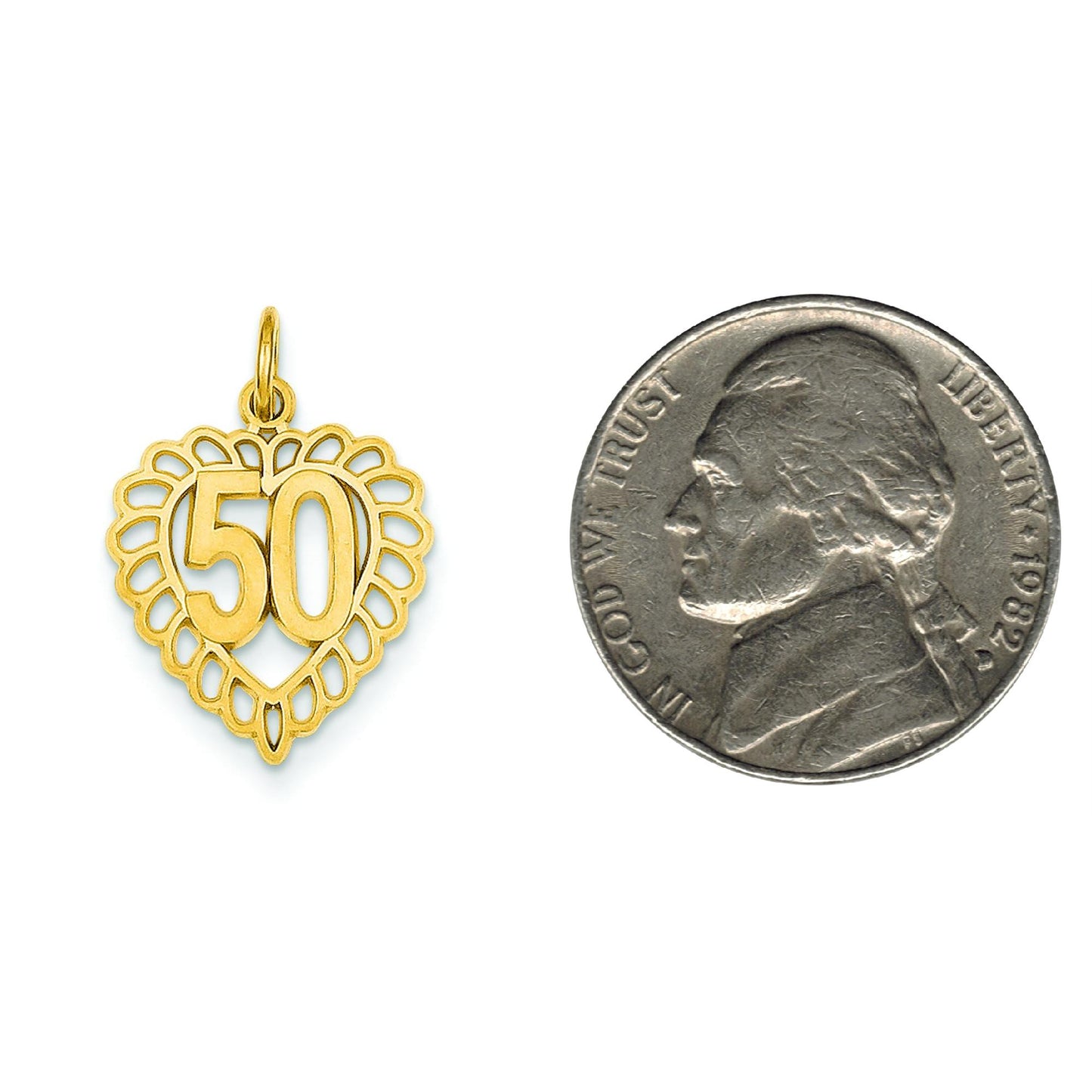 14K Gold 50 Heart Charm
