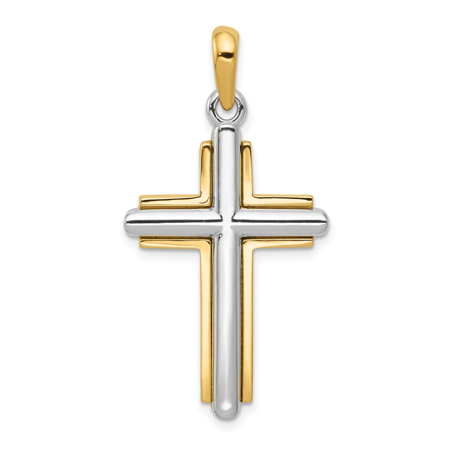 14K Two Tone Gold Cross Pendant