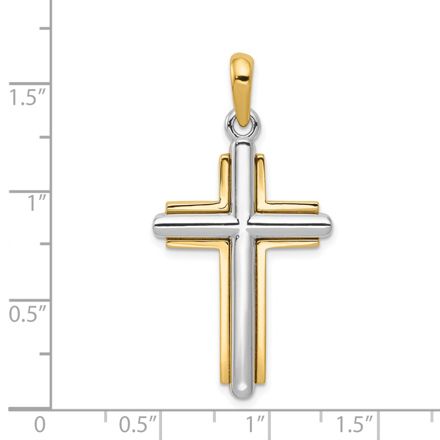 14K Two Tone Gold Cross Pendant