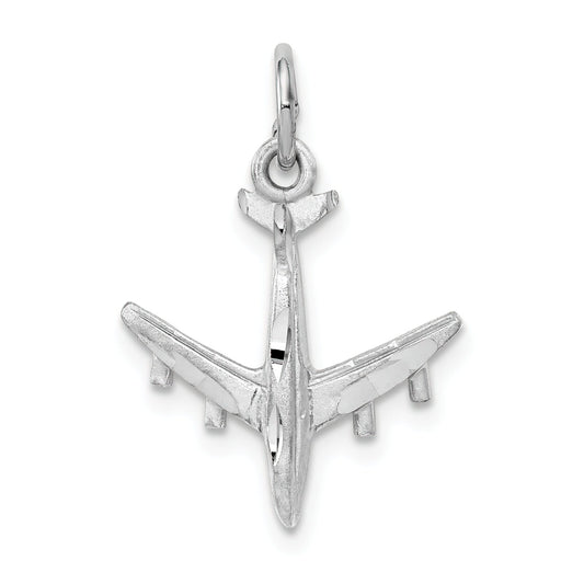 14K White Gold 3-D Jet Airplane Charm