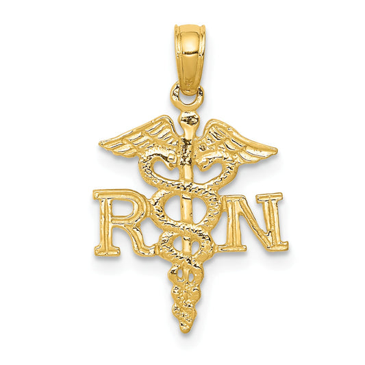 14K Gold RN Caduceus Pendant