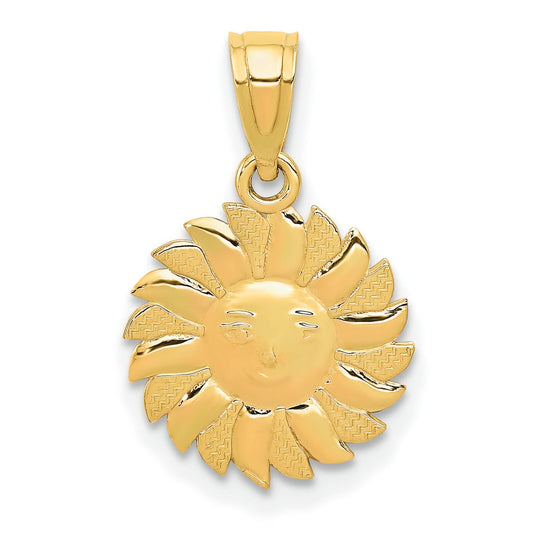 14K Gold Sun with Face Pendant