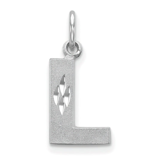 14K White Gold Diamond Cut Initial L Charm