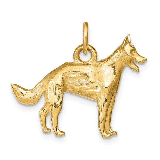 14K Gold 3-D German Shepard Charm