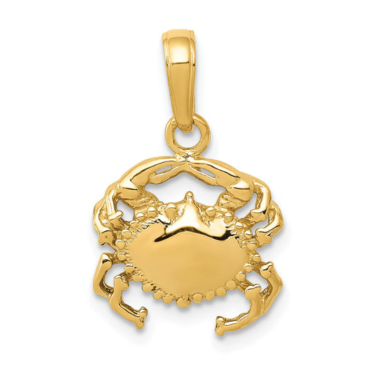 14K Gold Crab Pendant