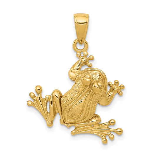 14K Gold 3-D Moveable Frog Pendant