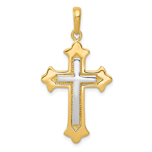 14K Two Tone Gold Cross Pendant