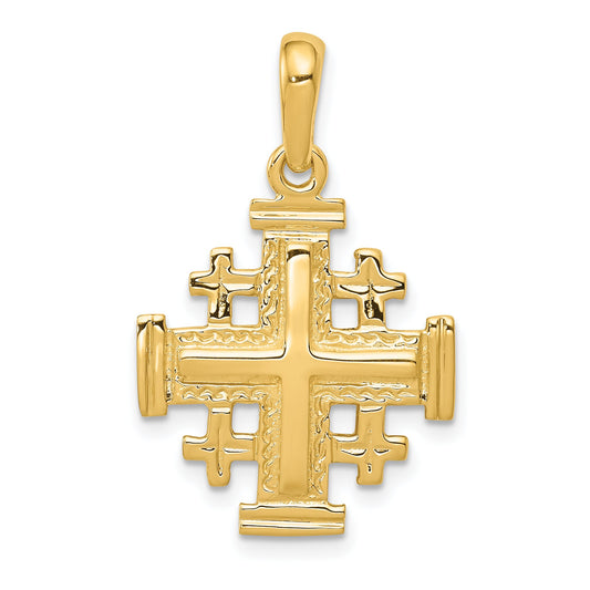 14K Gold Jerusalem Cross Pendant