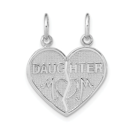 14K White Gold Daughter Mom Break Apart Heart Charm