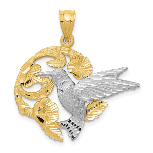 14K Two Tone Gold Hummingbird Charm