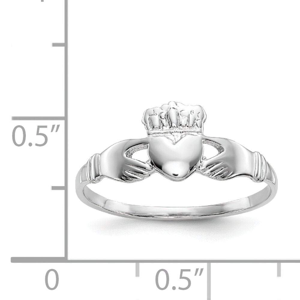 14K White Gold Claddagh Ring Size 5.5