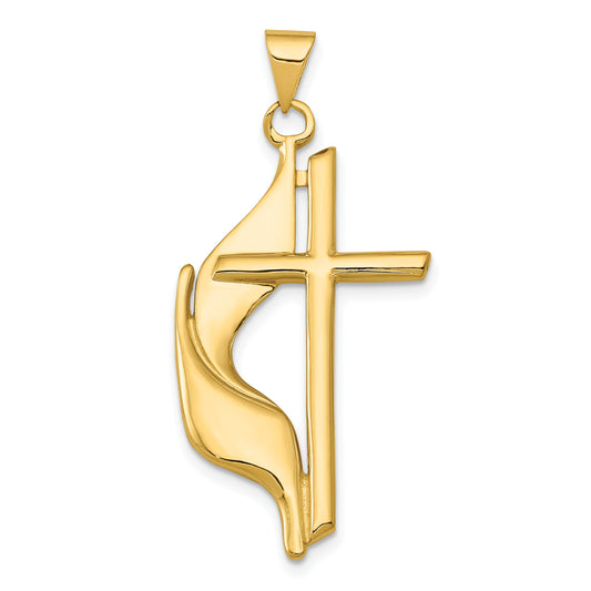 14K Gold Methodist Cross Charm