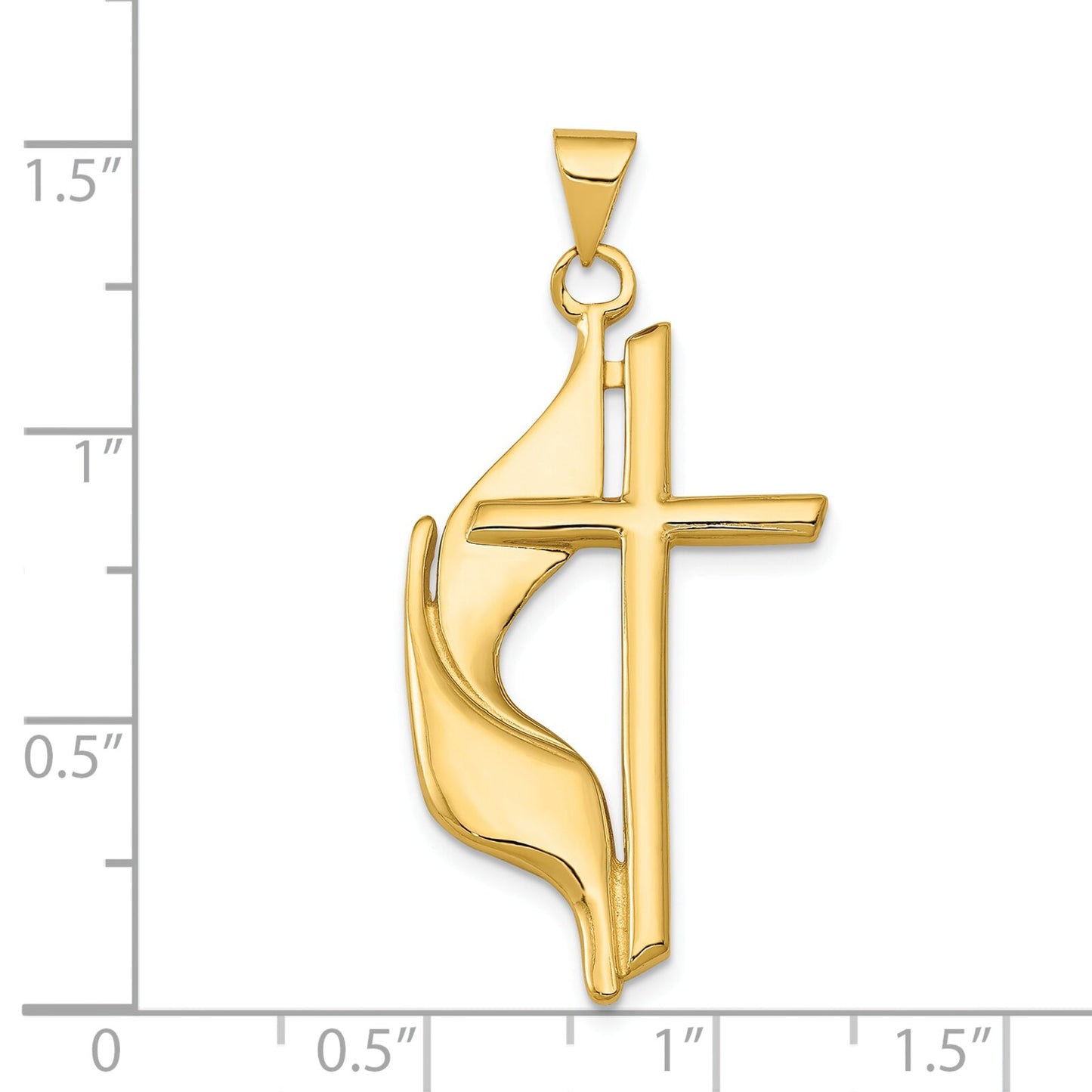 14K Gold Methodist Cross Charm