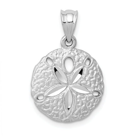 14K White Gold Diamond Cut Sand Dollar Charm