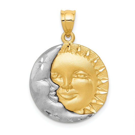 14K Two Tone Gold Sun & Moon Charm