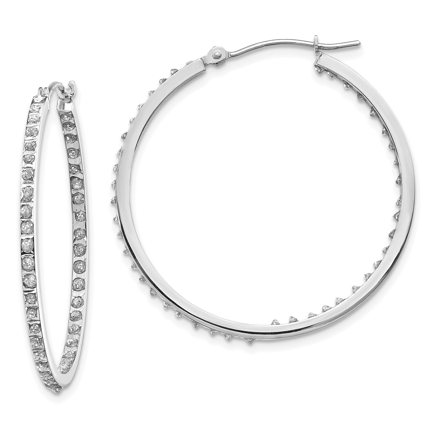 White Gold IJ Diamond Hoop Earrings
