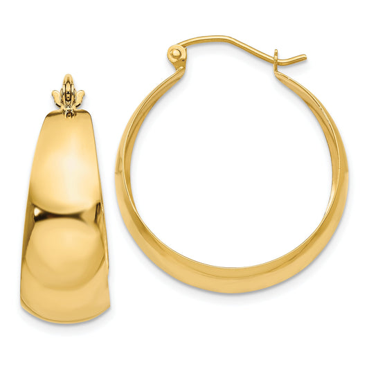 14K Gold Tapered Hoop Earrings