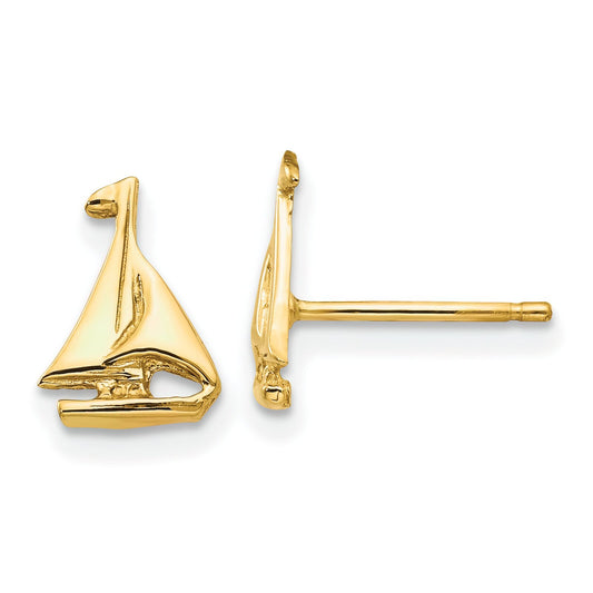 14K Gold Sail Boat Earrings