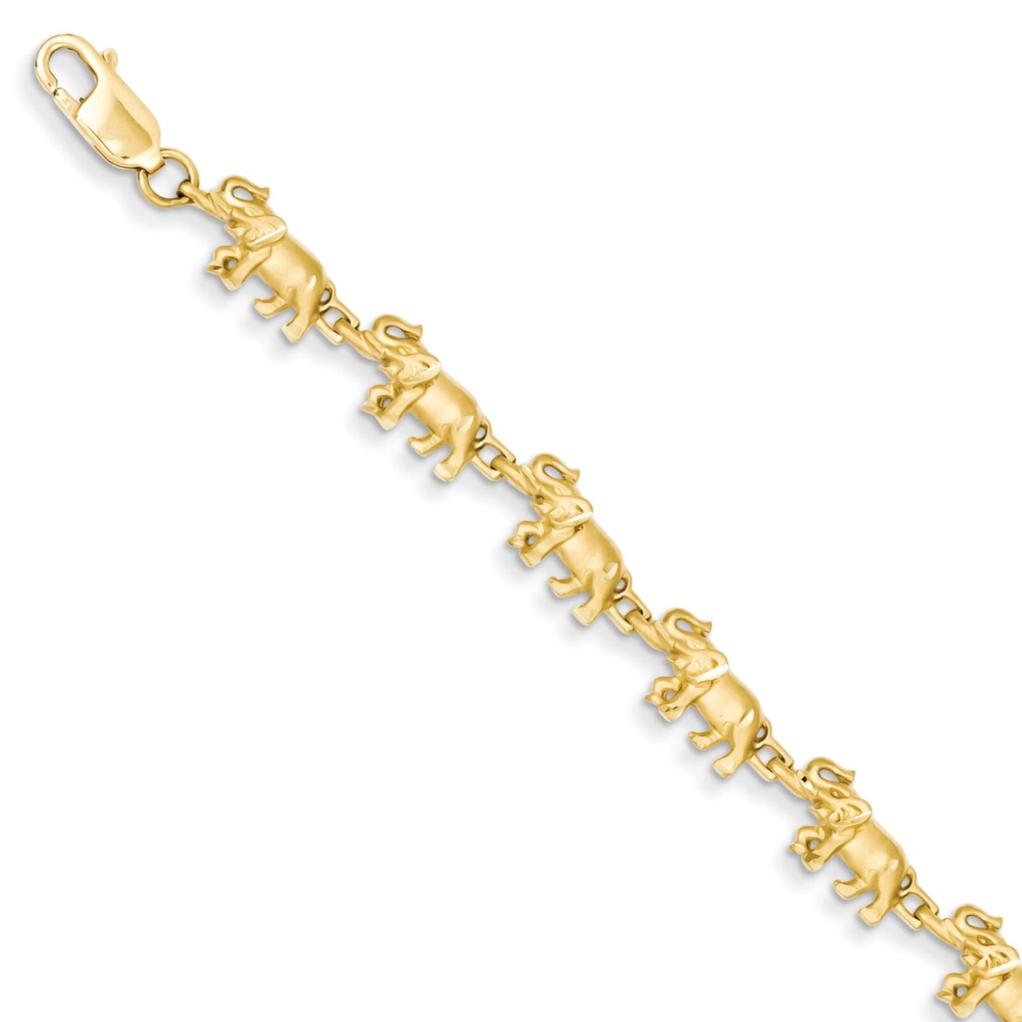 14K Gold Elephant Fancy Link Bracelet 7"
