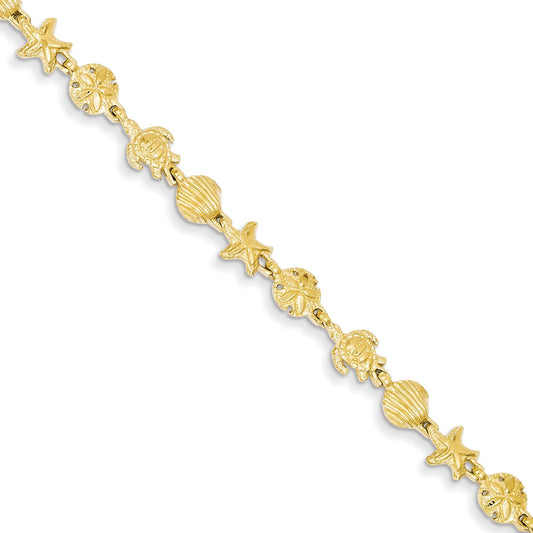 14K Gold Fancy Link Bracelet 7"