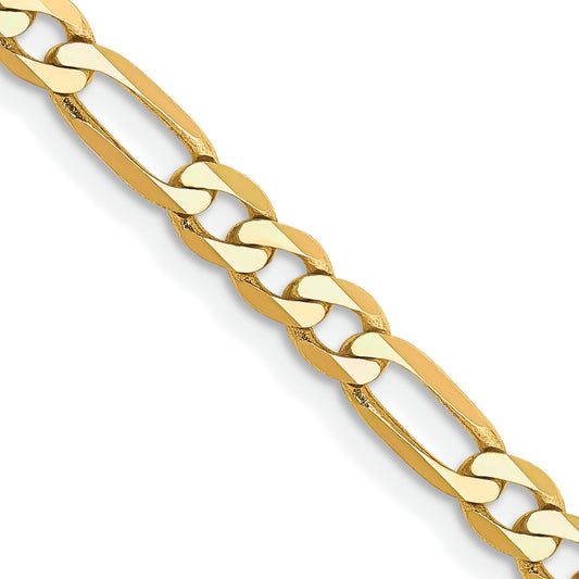 14K Gold 4mm Flat Figaro Chain